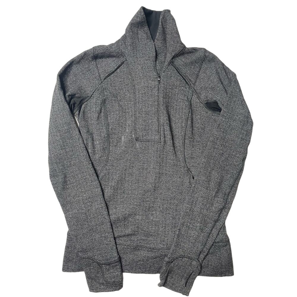 Lululemon Think Fast Pullover Herringbone Size 4 Quarter Zip Athleisure Comfy